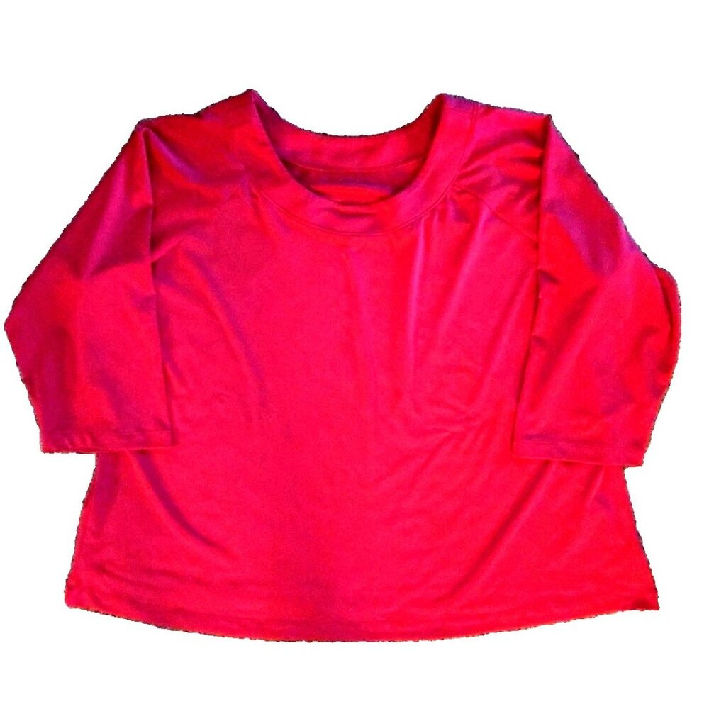 3X Susan Graver Essentials Bright Pink Blouse Butterknit Career Wear 3/4 Sleeves